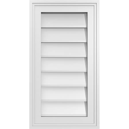 Ekena Millwork Vertical Surface Mount PVC Gable Vnt: Non-Functional, w/2"W x 1-1/2"H, Brickmould Frame, 12"W x 22"H GVPVE12X2202SN